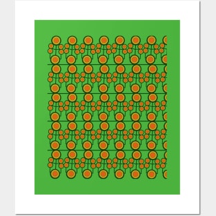 Seamless Circle Pattern with orange and green colors Posters and Art